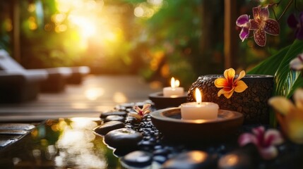 Fototapeta premium A picturesque image of a Thai spa, with a focus on wellness