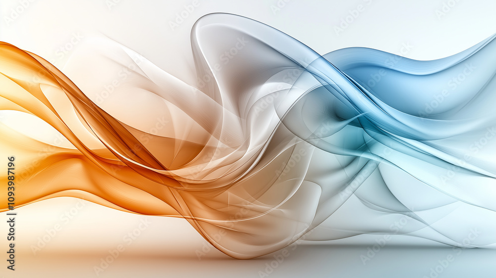 Poster colorful abstract pattern with swirling lines in orange and blue