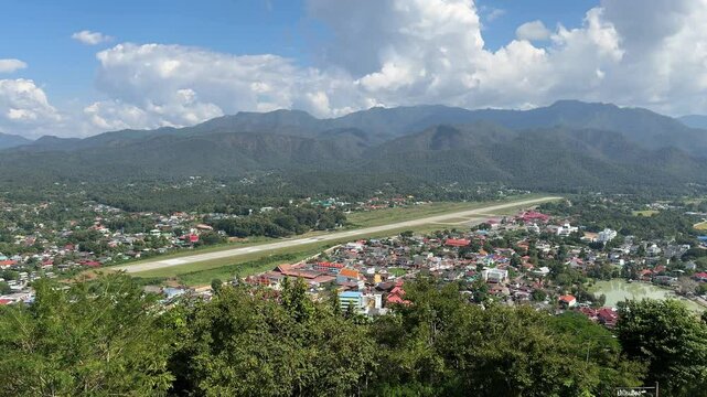 mae hong son city and runway mae hong son airport in Thailand.