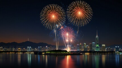 fireworks over the river