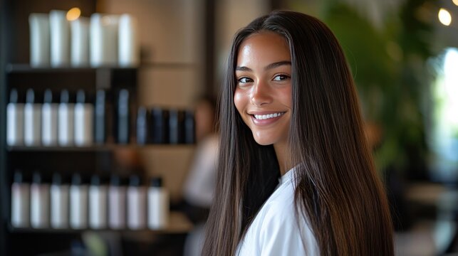 A keratin hair straightening treatment that smooths and strengthens hair, reducing frizz and leaving it sleek, shiny, and manageable for weeks, with long-lasting straight results