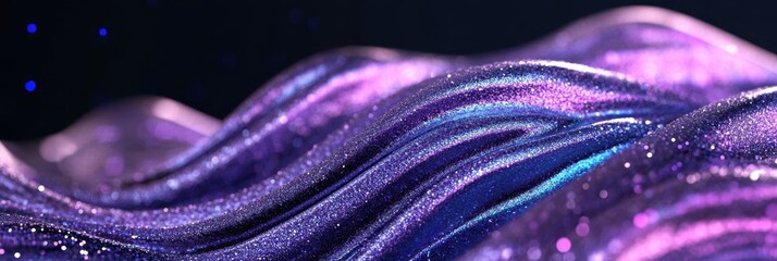 紫色の光沢ある波のような模様が幻想的な空間を演出する