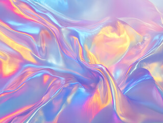 Holographic Background. Iridescent Fabric with Holographic Texture, Vibrant Abstract Background.