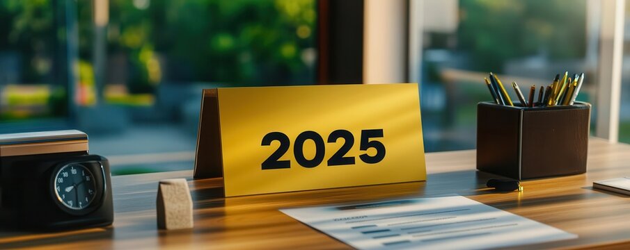 A professional presentation slide template with 2025 Goals as the title and placeholders for strategic objectives