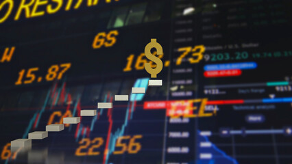 The dollar symbol on stair for Business  or idea concept 3d rendering.