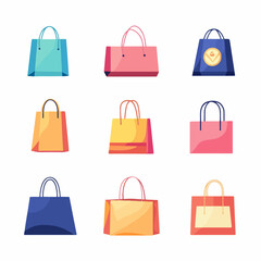 Professional Shopping Bags Paper Branding Icons Vector Illustration