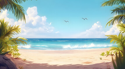 Obraz premium Beach Scene Frame Summer Vacation background