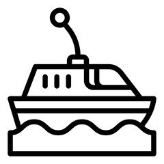Obraz premium RC boat outline icon showcasing a sleek remote-controlled watercraft