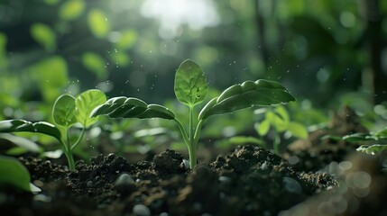 Close-up of a Green Sprout Emerging from the Soil