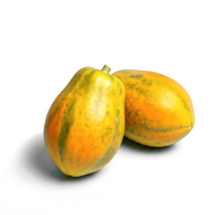 Set of ripe whole papaya fruit