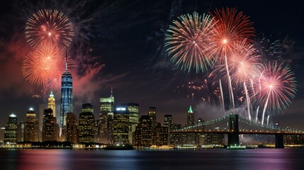 Fototapeta premium fireworks over the river