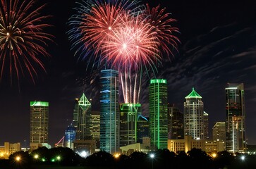 Fototapeta premium fireworks over the river