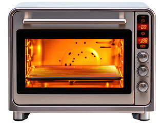 Obraz premium Modern Kitchen Compact Oven with Transparent Door and Illuminated Interior for Enhanced Cooking Visibility and Convenience, Ideal for Baking and Toasting