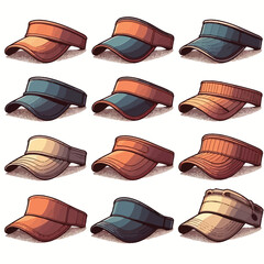 Sun Visors set vector illustration