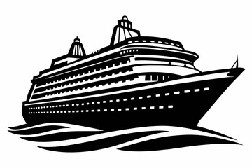 Cruise Ship Vector Silhouette Design.
