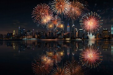 Fototapeta premium fireworks over the river