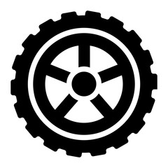 Obraz premium Tire wheel glyph icon for RC cars with detailed tread design