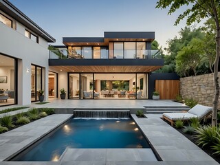 Fototapeta premium house terrace with waterfall