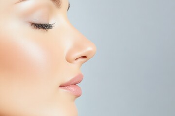 Beauty Portrait of Woman Highlighting Natural Look Post-Rhinoplasty