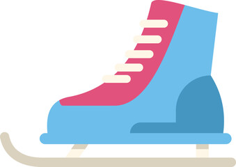 This minimalist vector illustration features a blue and pink ice skate, ready for winter fun and activities
