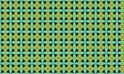 Fototapeta premium The graphic background is made of a pattern of rectangular shapes that are layered with different shapes. Each piece is colored in green tones.