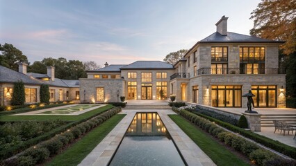 Fototapeta premium Luxurious contemporary presidential palace with elegant landscaping