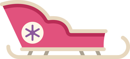 Pink and red santa claus sleigh, gliding through the snow, delivering christmas presents to all the good children