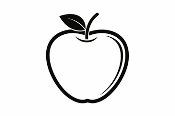 apple line art empty inside black silhouette on white background. Apple silhouette