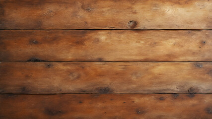 Naklejka premium Rustic wooden planks with visible grains and natural imperfections in warm brown tones | texture