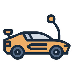 RC car filled line icon with a sleek and detailed design