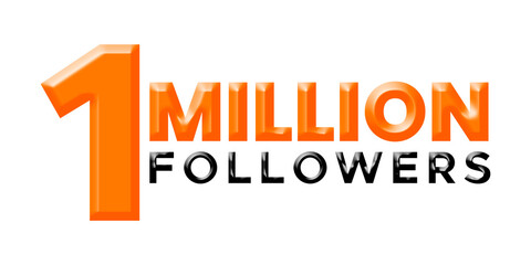 one million followers typography for celebration 