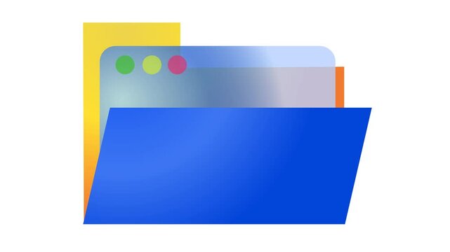 Colorful folder icon animation. Organized digital files. Alpha channel. Seamless looping. Suitable for efficient file management video content