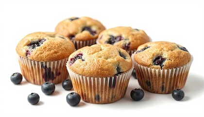 blueberry muffins isolated on a white  background for web, print or creative projects