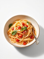 spaghetti with tomato sauce isolated on a white  background for web, print or creative projects