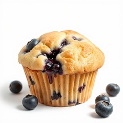 blueberry muffin isolated on a white  background for web, print or creative projects