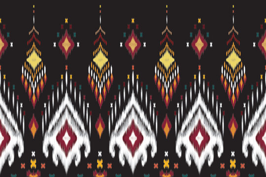 Abstract ethnic ikat pattern. Design for background, wallpaper, vecter illustration, fabric, clothing, carpet, patik, embroidery.