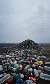 Plastic Waste Scattered Across Empty Land