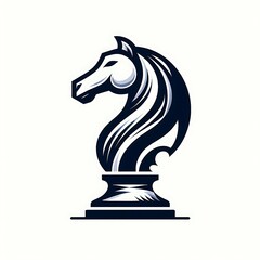 Stylized chess knight horse head logo design.