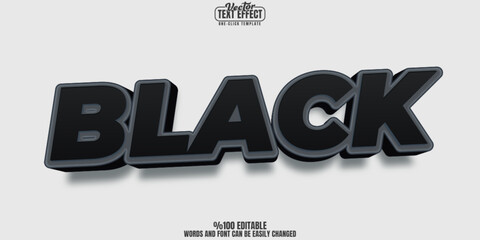 Black editable text effect, customizable minimal and design 3d font style