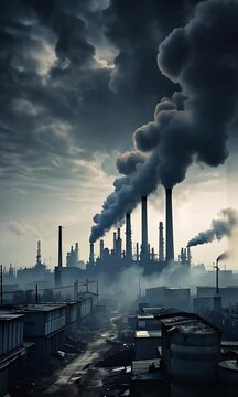 Thick Smoke Emitted From Factory Chimneys