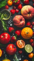 Fresh Fruit Platter with Vibrant Colors and Water Drops