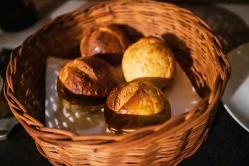 Freshly Baked Breads in a Rustic Wicker Basket