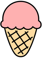 Pink ice cream cone clipart. isolated on transparent background.