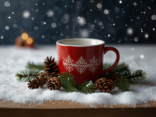 A serene Christmas background with twinkling lights and festive cheer.