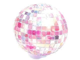 Obraz premium Colorful Watercolor Disco Ball Illustration
