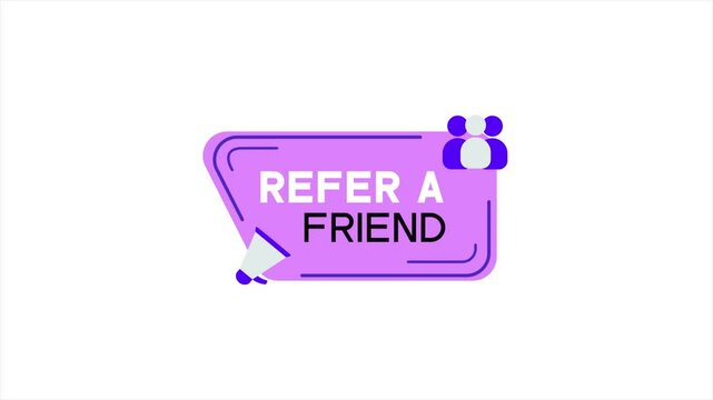 animated refer to a friend banner on white background