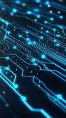Obraz premium Glowing Circuit Board Digital Background with Futuristic Technology Patterns and Connectivity Concept Abstract Technology Engineering and Innovation Design Elements