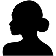 Set of silhouettes of female heads.