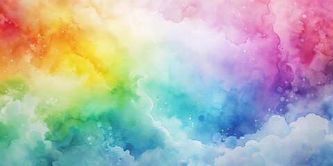 Fototapeta premium Vibrant Rainbow Watercolor Wash Background Texture for Design Projects