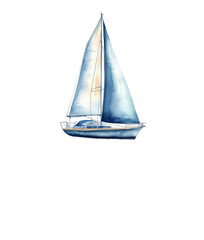 Serene Watercolor Sailboat in Blue Tones